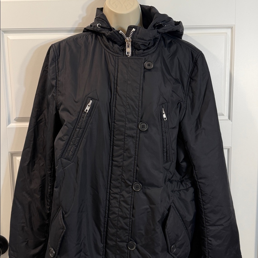 Gap Women's Black Long Nylon Parka large - Picture 2 of 12